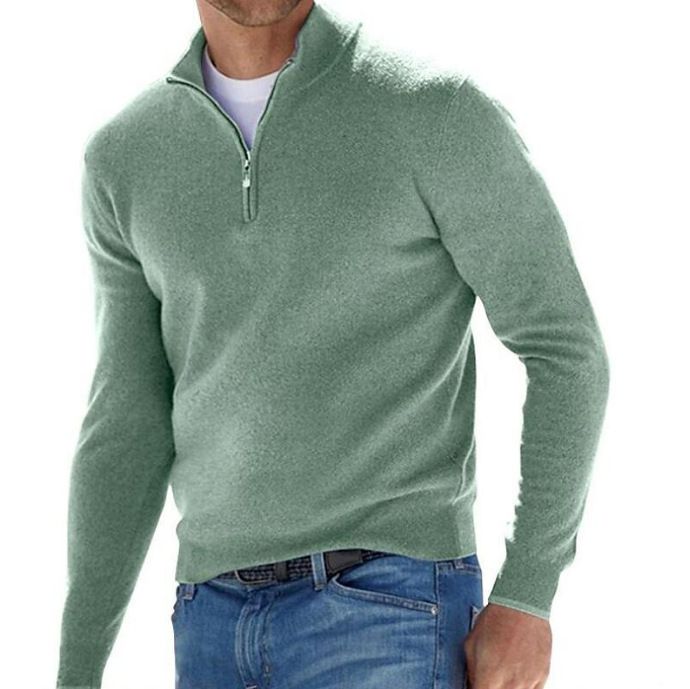 Clothes > Men's Clothing > Tops > Jackets & Coats  New autumn long-sleeved V-neck wool velvet zipper men's casual top polo shirt