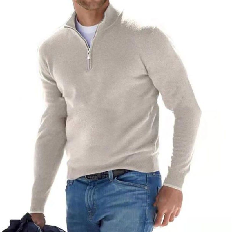 Clothes > Men's Clothing > Tops > Jackets & Coats  New autumn long-sleeved V-neck wool velvet zipper men's casual top polo shirt