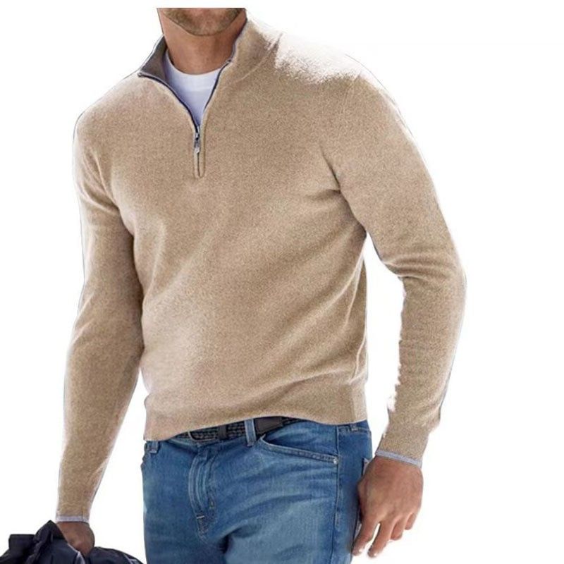 Clothes > Men's Clothing > Tops > Jackets & Coats  New autumn long-sleeved V-neck wool velvet zipper men's casual top polo shirt