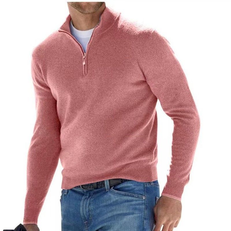 Clothes > Men's Clothing > Tops > Jackets & Coats  New autumn long-sleeved V-neck wool velvet zipper men's casual top polo shirt