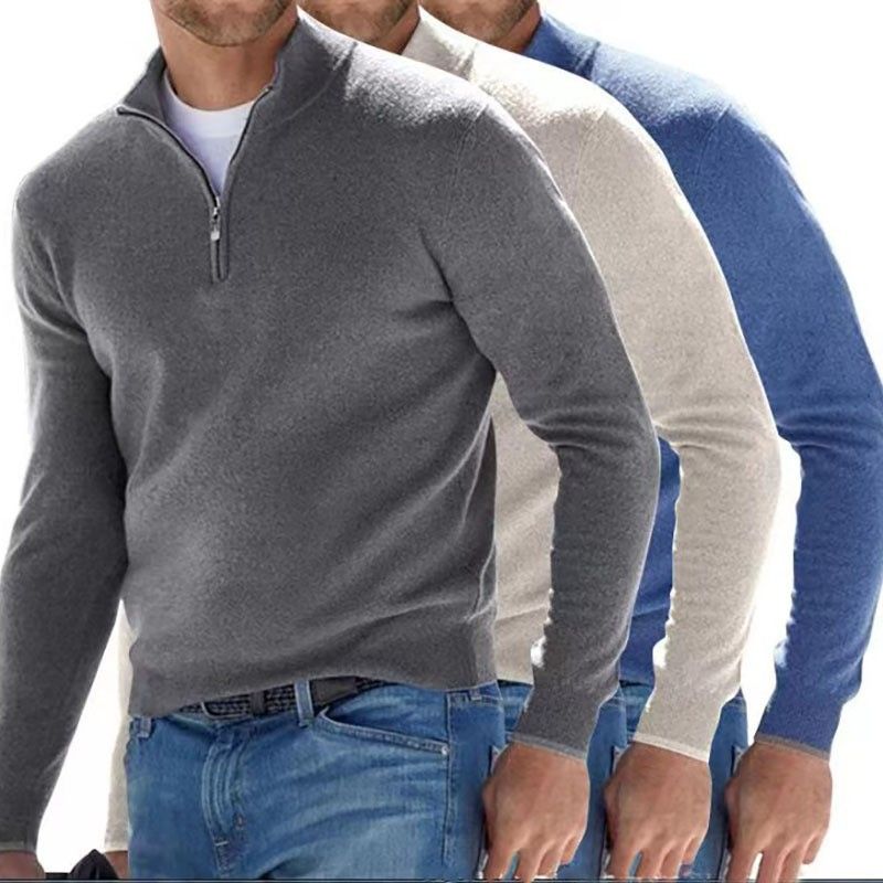 Clothes > Men's Clothing > Tops > Jackets & Coats  New autumn long-sleeved V-neck wool velvet zipper men's casual top polo shirt