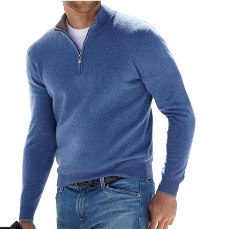 Clothes > Men's Clothing > Tops > Jackets & Coats  New autumn long-sleeved V-neck wool velvet zipper men's casual top polo shirt