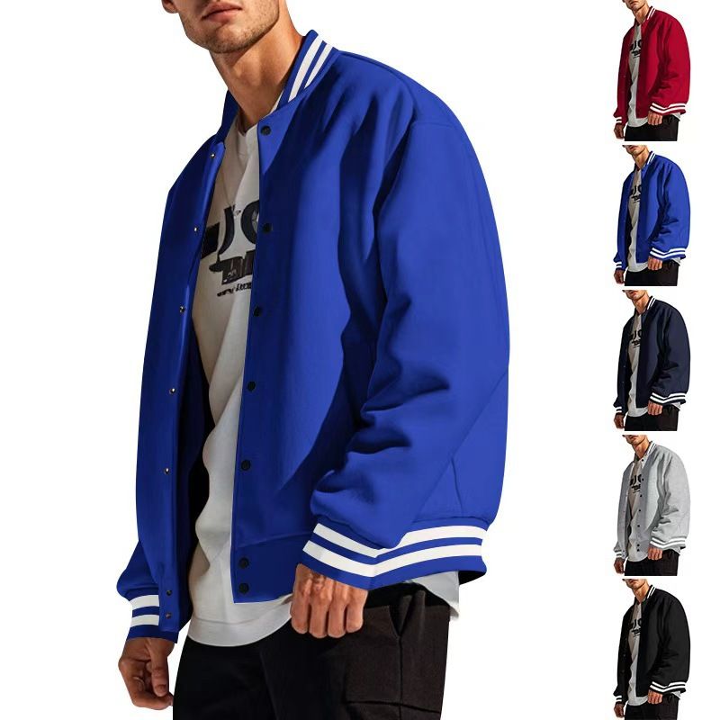 Clothes > Men's Clothing > Tops > Jackets & Coats American stand-up collar baseball uniform trousers plus velvet casual jacket men's loose sports suit for men