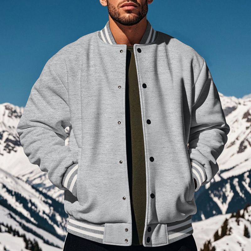 Clothes > Men's Clothing > Tops > Jackets & Coats American stand-up collar baseball uniform trousers plus velvet casual jacket men's loose sports suit for men