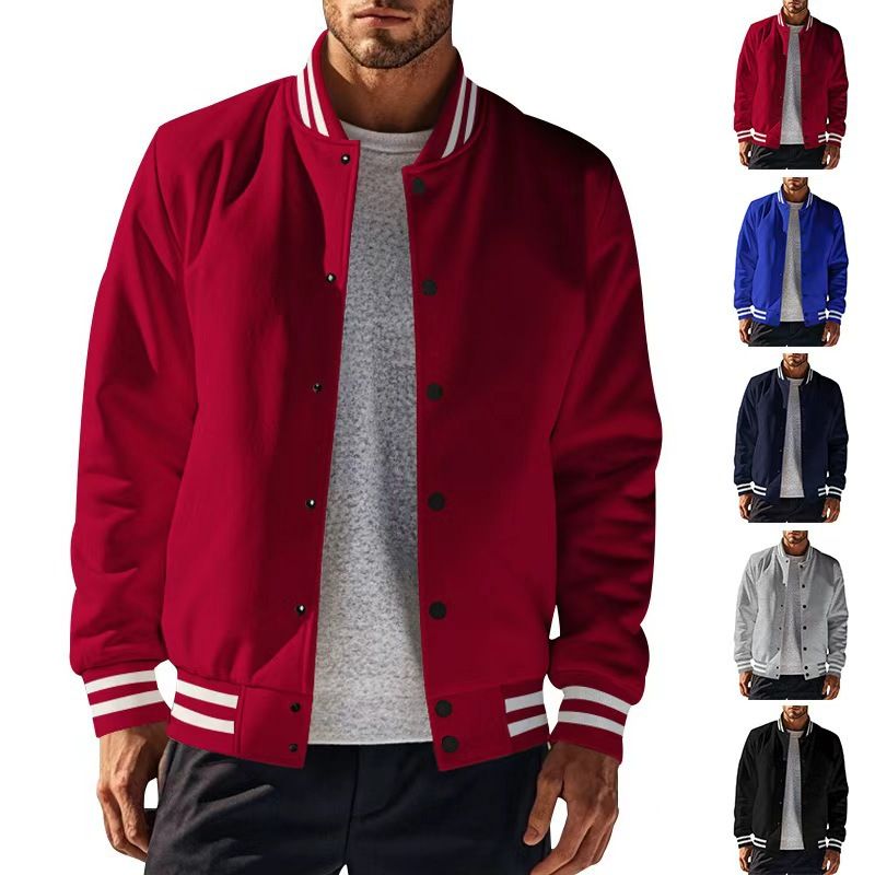 Clothes > Men's Clothing > Tops > Jackets & Coats American stand-up collar baseball uniform trousers plus velvet casual jacket men's loose sports suit for men
