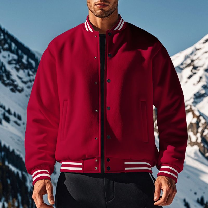 Clothes > Men's Clothing > Tops > Jackets & Coats American stand-up collar baseball uniform trousers plus velvet casual jacket men's loose sports suit for men