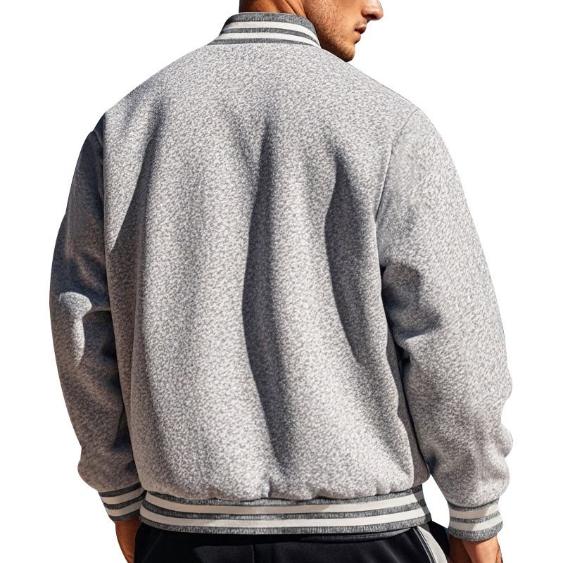 Clothes > Men's Clothing > Tops > Jackets & Coats American stand-up collar baseball uniform trousers plus velvet casual jacket men's loose sports suit for men