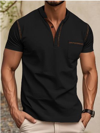 Clothes > Men's Clothing > Tops > T-Shirts  European and American men's short-sleeved T-shirt summer youth sports and leisure quick-drying stand-up collar Polo shirt