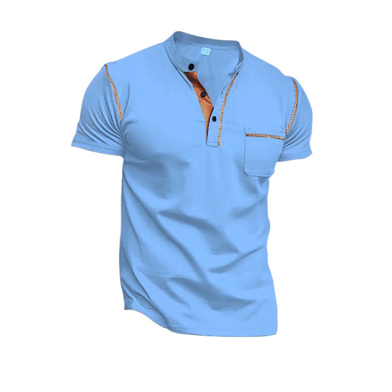 Clothes > Men's Clothing > Tops > T-Shirts  European and American men's short-sleeved T-shirt summer youth sports and leisure quick-drying stand-up collar Polo shirt