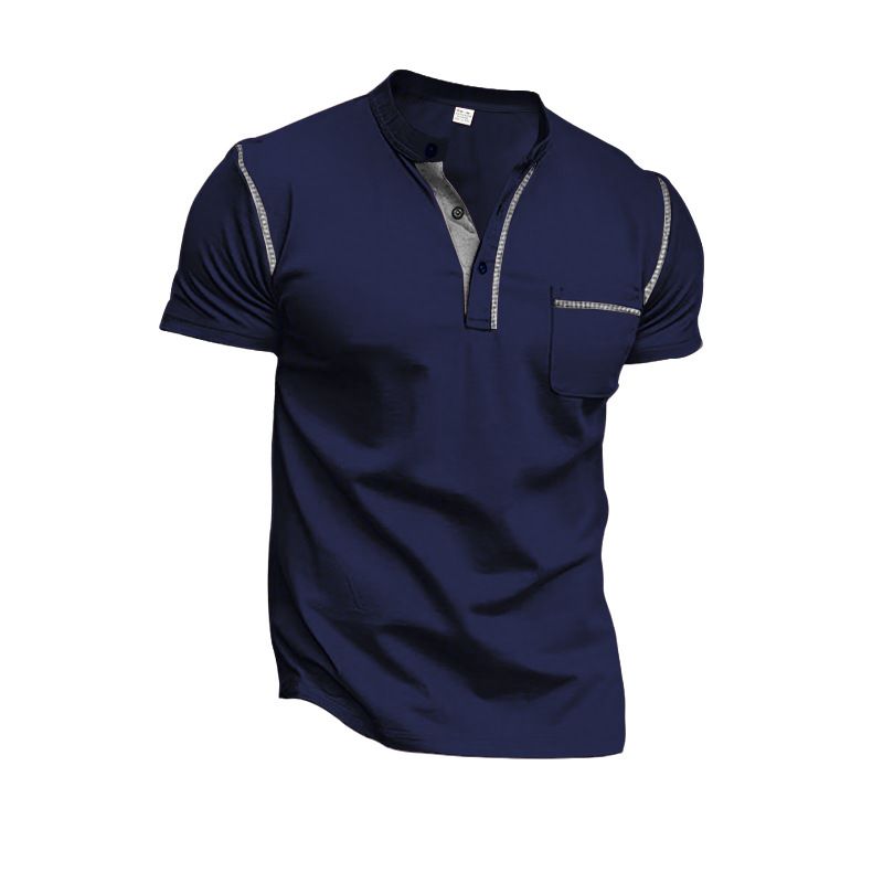 Clothes > Men's Clothing > Tops > T-Shirts  European and American men's short-sleeved T-shirt summer youth sports and leisure quick-drying stand-up collar Polo shirt