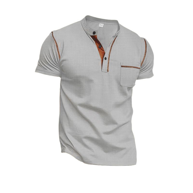 Clothes > Men's Clothing > Tops > T-Shirts  European and American men's short-sleeved T-shirt summer youth sports and leisure quick-drying stand-up collar Polo shirt