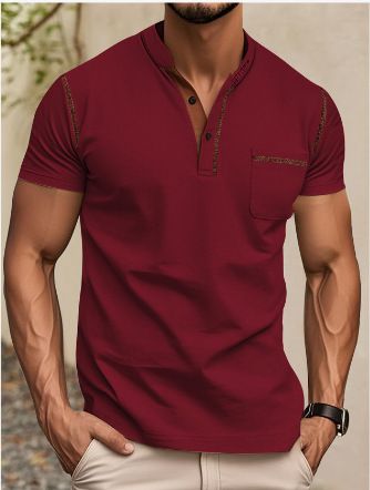 Clothes > Men's Clothing > Tops > T-Shirts  European and American men's short-sleeved T-shirt summer youth sports and leisure quick-drying stand-up collar Polo shirt