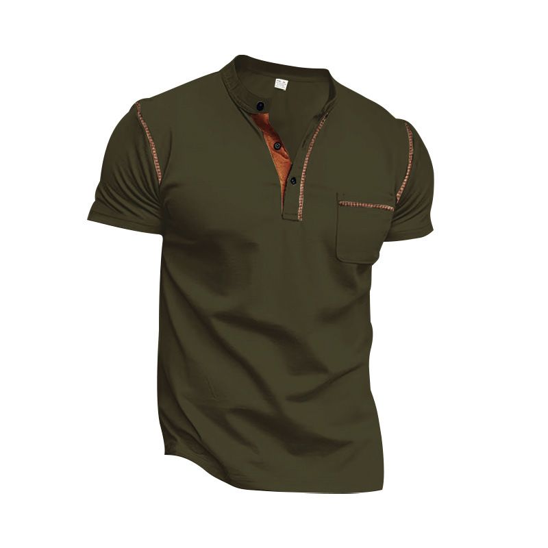 Clothes > Men's Clothing > Tops > T-Shirts  European and American men's short-sleeved T-shirt summer youth sports and leisure quick-drying stand-up collar Polo shirt