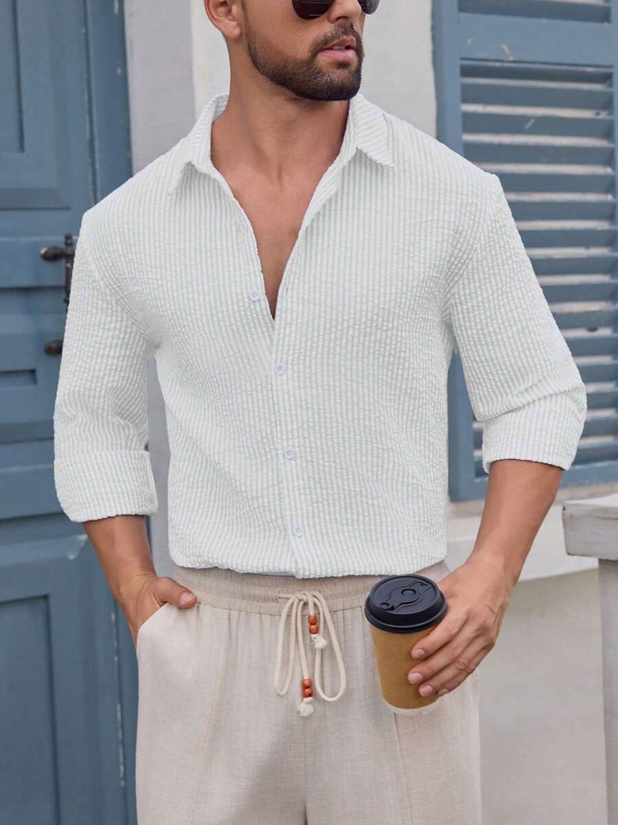 Clothes > Men's Clothing > Tops > Shirts  Men's shirt breathable cotton long-sleeved plaid shirt men's casual slim top shirt jacket