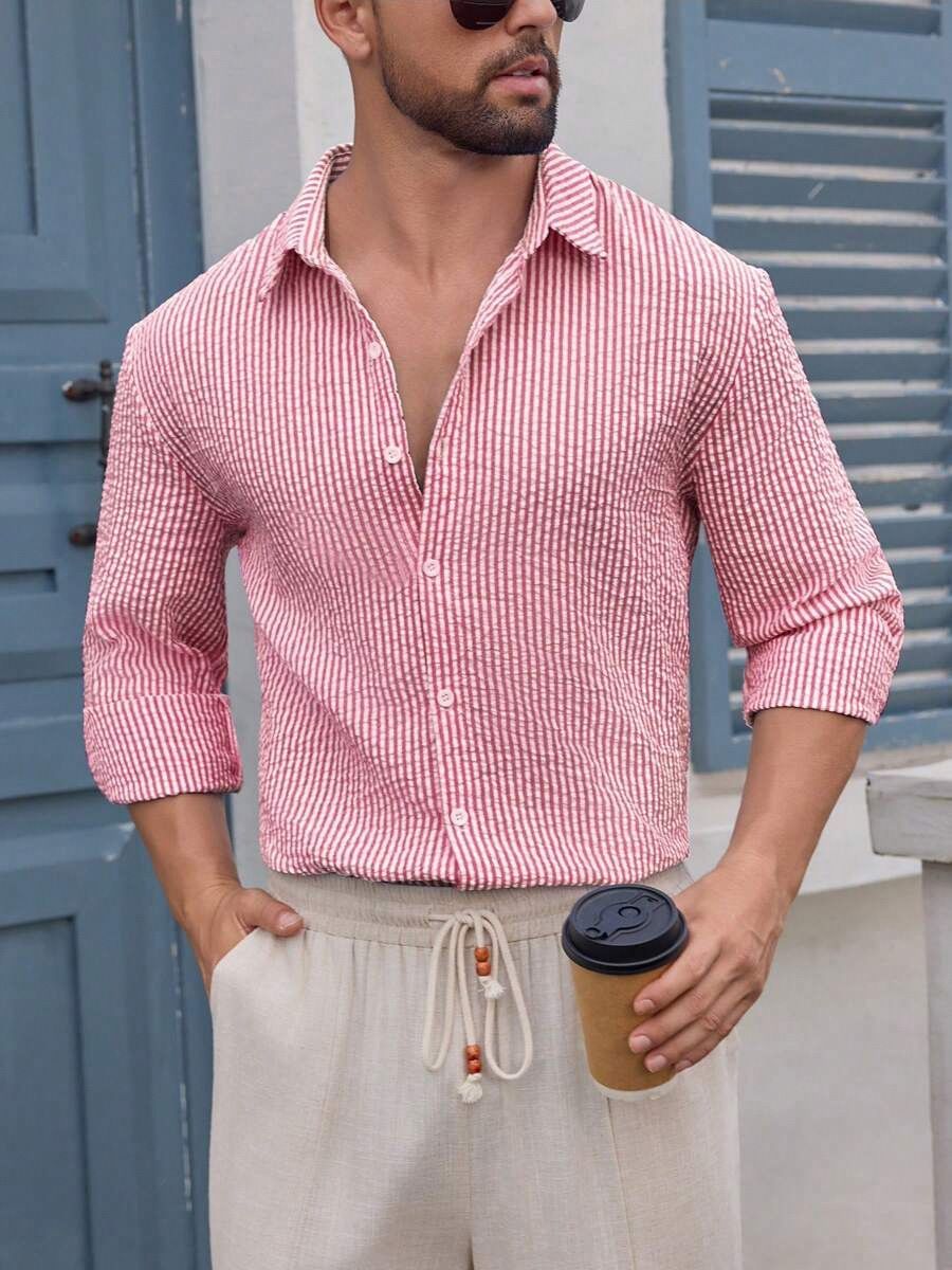 Clothes > Men's Clothing > Tops > Shirts  Men's shirt breathable cotton long-sleeved plaid shirt men's casual slim top shirt jacket