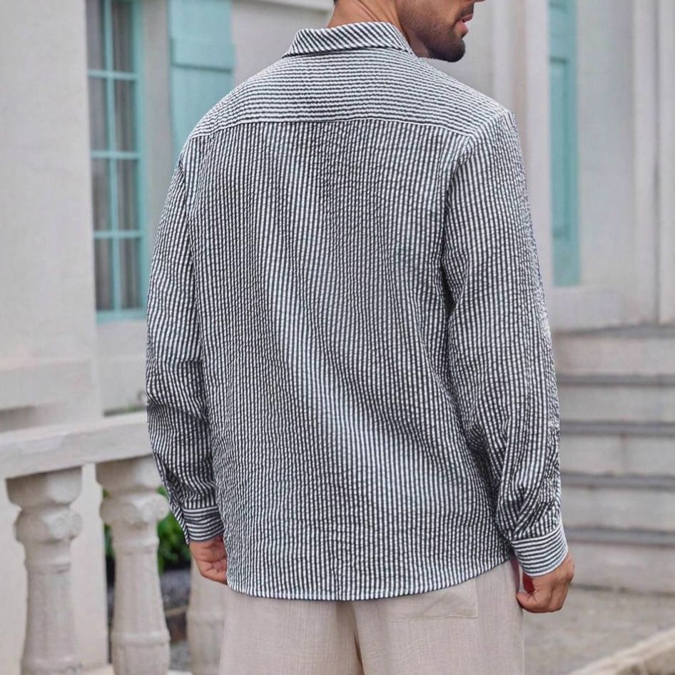 Clothes > Men's Clothing > Tops > Shirts  Men's shirt breathable cotton long-sleeved plaid shirt men's casual slim top shirt jacket