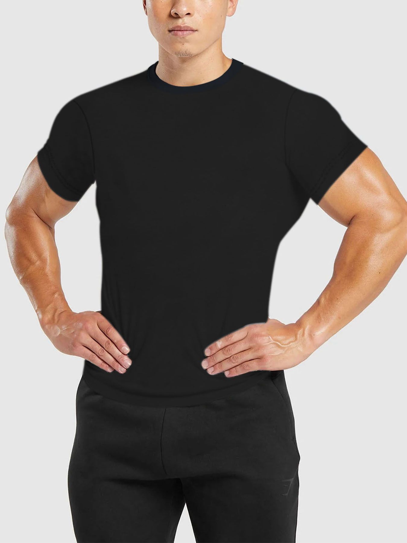 Clothes > Men's Clothing > Tops > T-Shirts European and American summer new men's quick-drying round neck short-sleeved T-shirt basketball training clothes running sports fitness clothes