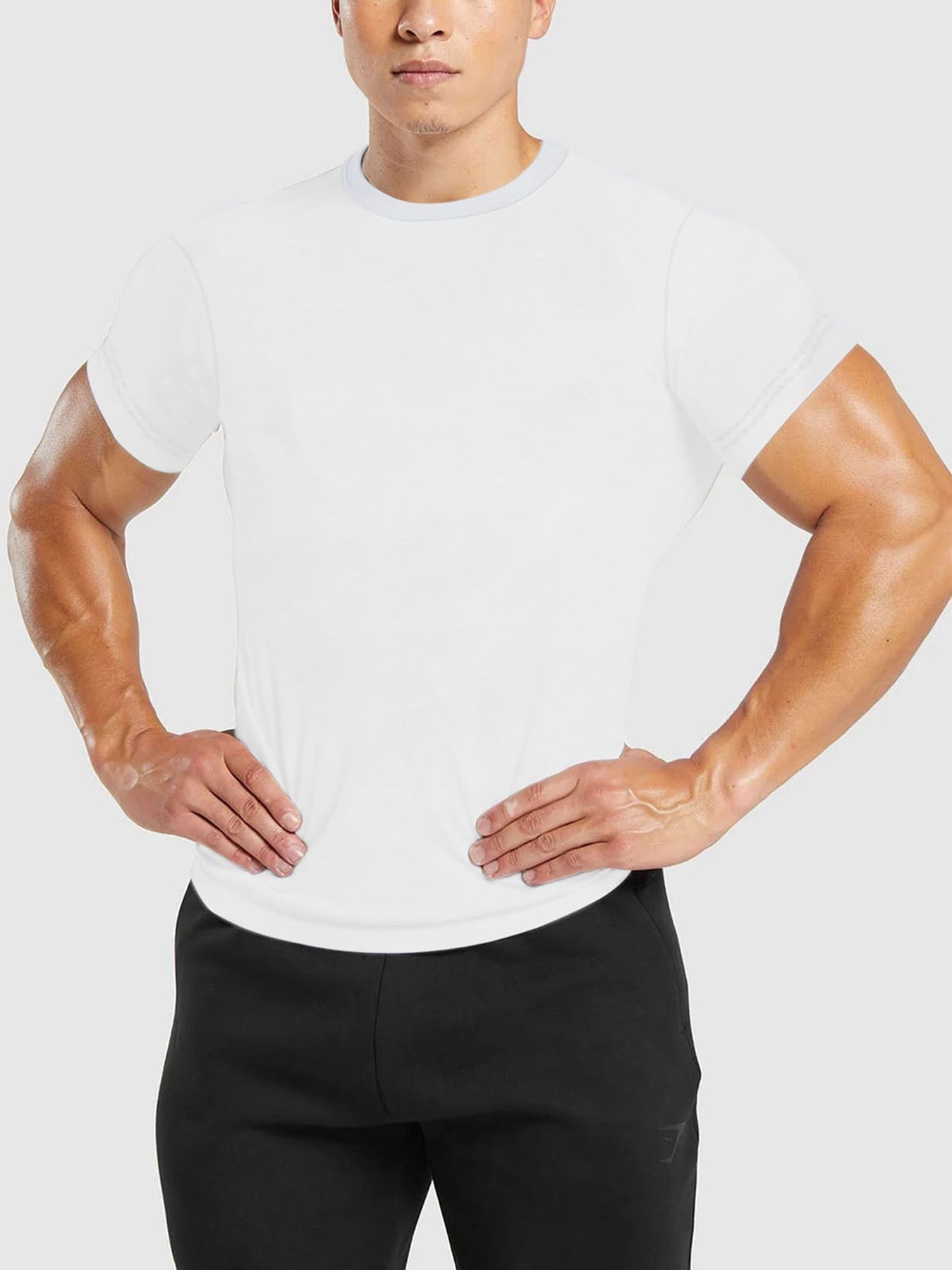 Clothes > Men's Clothing > Tops > T-Shirts European and American summer new men's quick-drying round neck short-sleeved T-shirt basketball training clothes running sports fitness clothes