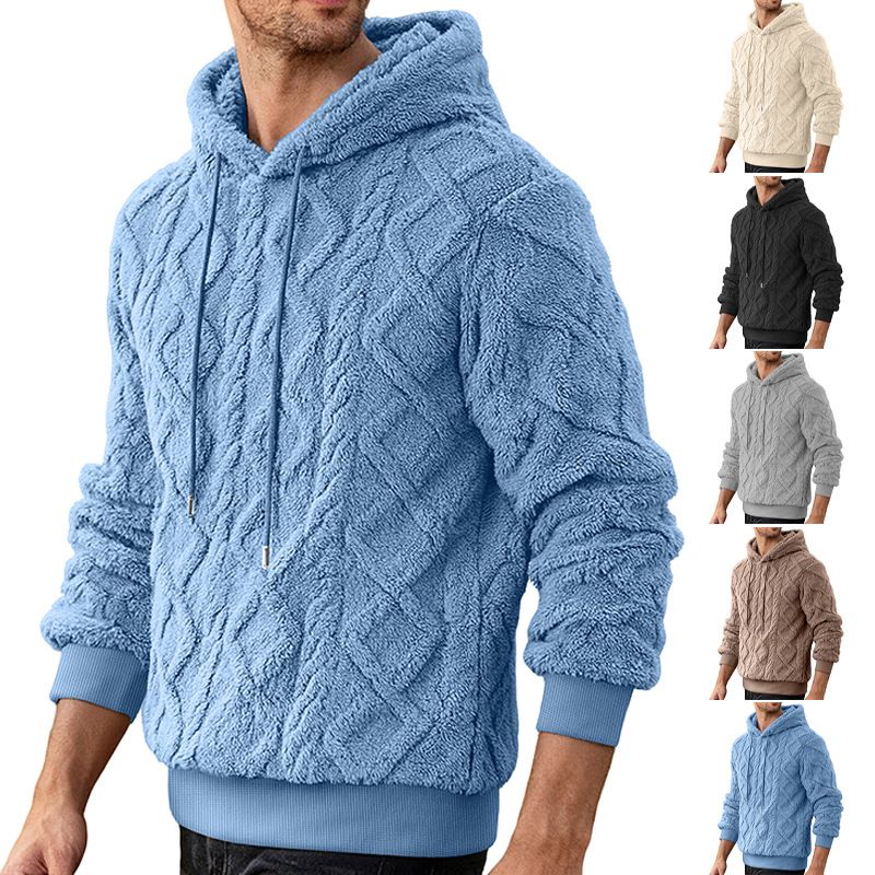 Clothes > Men's Clothing > Tops > Jackets & Coats  Casual men's high street jacquard double-sided velvet hooded sports trendy pullover sweatshirt jacket