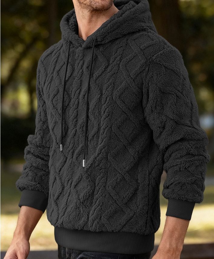 Clothes > Men's Clothing > Tops > Jackets & Coats  Casual men's high street jacquard double-sided velvet hooded sports trendy pullover sweatshirt jacket