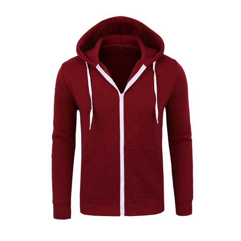 Clothes > Men's Clothing > Tops > Jackets & Coats  Men's spring and autumn casual fashion solid color sweatshirt men's long-sleeved sports hooded top zipper cardigan sweatshirt