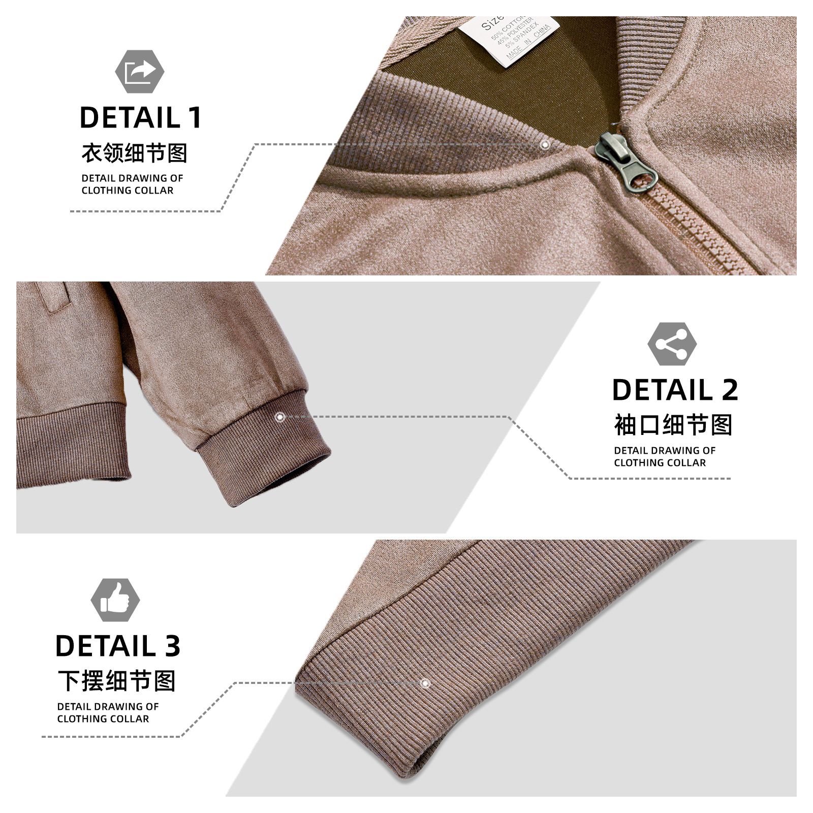 Clothes > Men's Clothing > Tops > Jackets & Coats  Men's Suede Jacket Spring and Autumn Fashion Casual Zipper Long Sleeve Cardigan Jacket