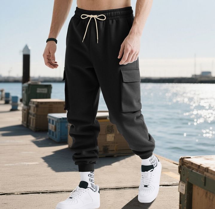 Clothes > Men's Clothing > Bottoms > Pants > Casual  Loose high street casual sports men's multi-pocket cargo trousers for men