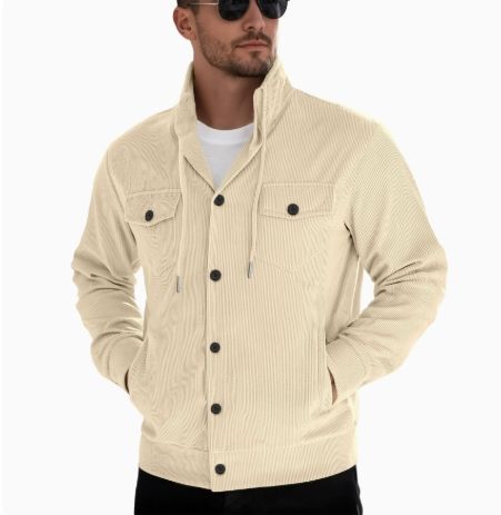 Clothes > Men's Clothing > Tops > Jackets & Coats  Long sleeve casual sports coat lapel corduroy pocket buttoned jacket