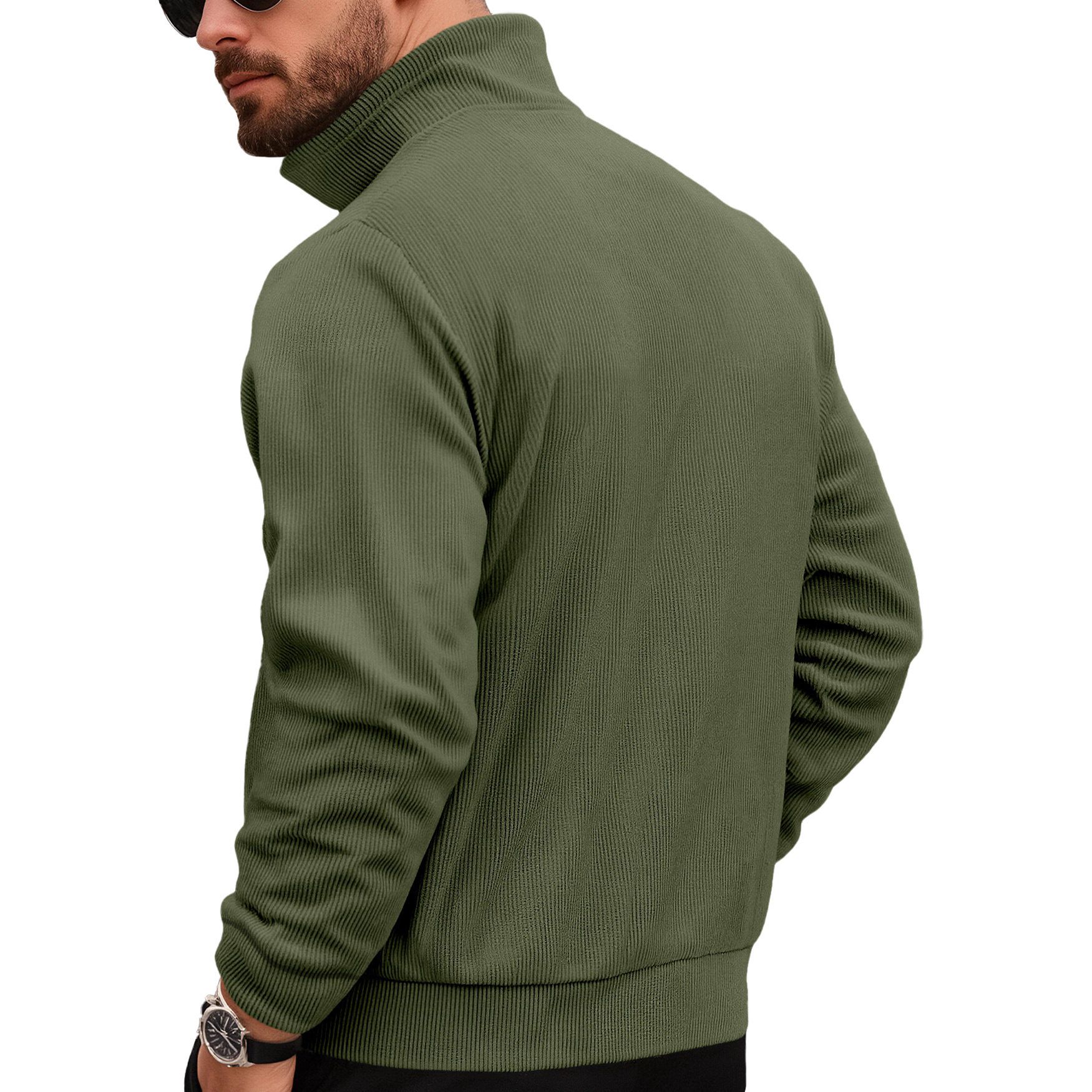 Clothes > Men's Clothing > Tops > Jackets & Coats  Long sleeve casual sports coat lapel corduroy pocket buttoned jacket