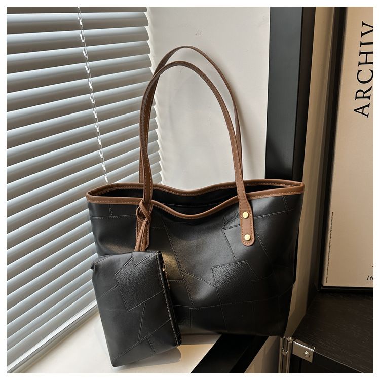 【2in1】 New Arrivals PU splicing Women's Bags Tote Bags handbags Trendy Shoulder Bag