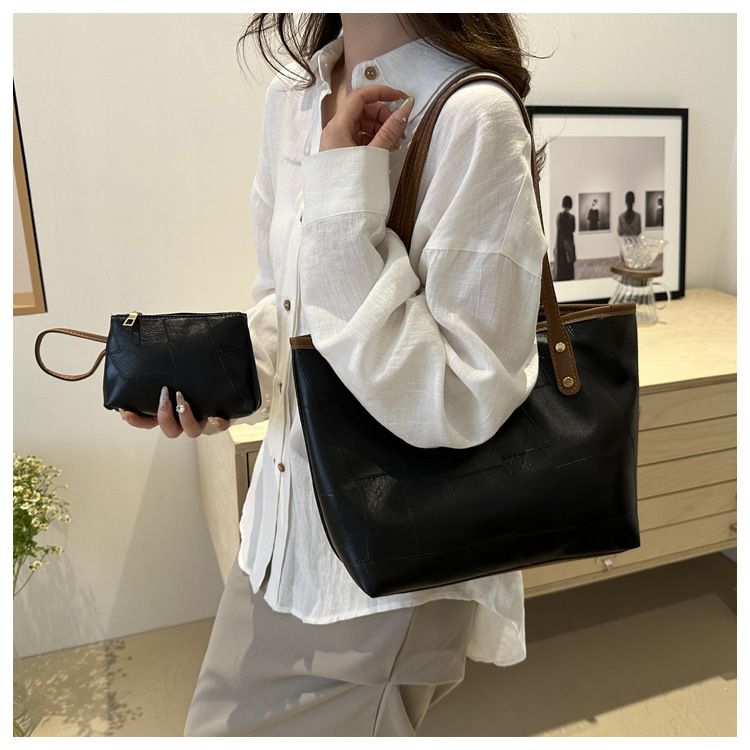 【2in1】 New Arrivals PU splicing Women's Bags Tote Bags handbags Trendy Shoulder Bag