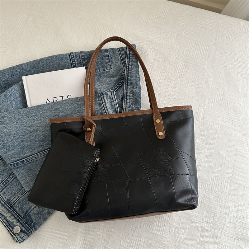 【2in1】 New Arrivals PU splicing Women's Bags Tote Bags handbags Trendy Shoulder Bag
