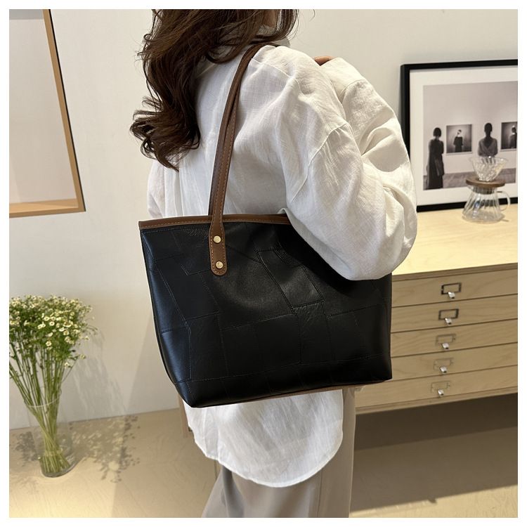 【2in1】 New Arrivals PU splicing Women's Bags Tote Bags handbags Trendy Shoulder Bag