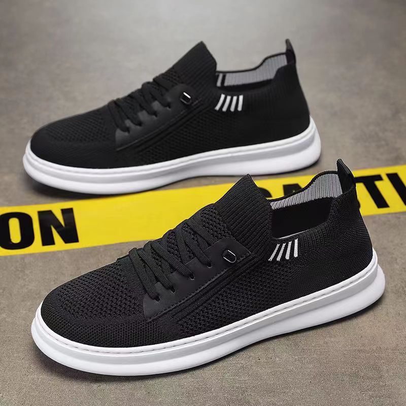 Men's mesh breathable fly woven shoes with soft soles fashionable and trendy casual shoes