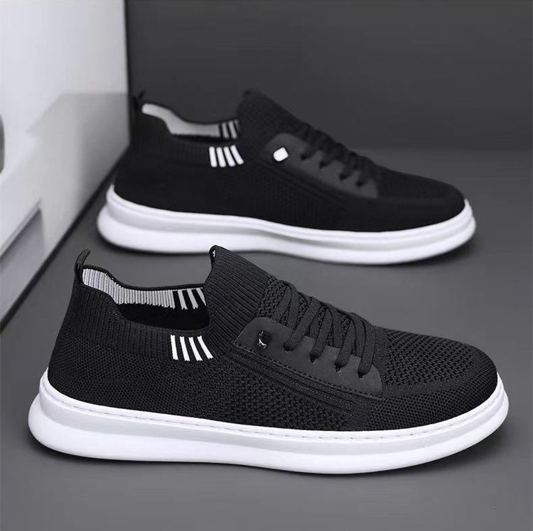 Men's mesh breathable fly woven shoes with soft soles fashionable and trendy casual shoes