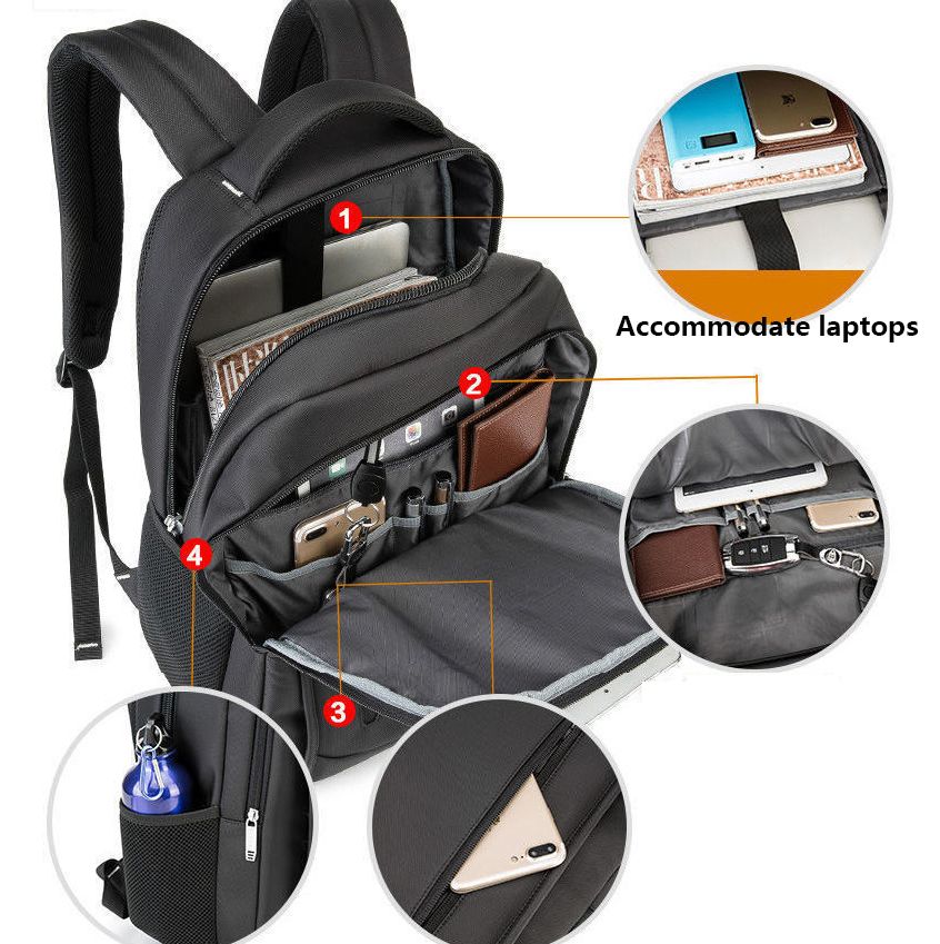 3in1Backpack+Chest Bag+USB Cable Laptop Bag Business Trend Student Backpack Large Capacity Leisure Travel Bag