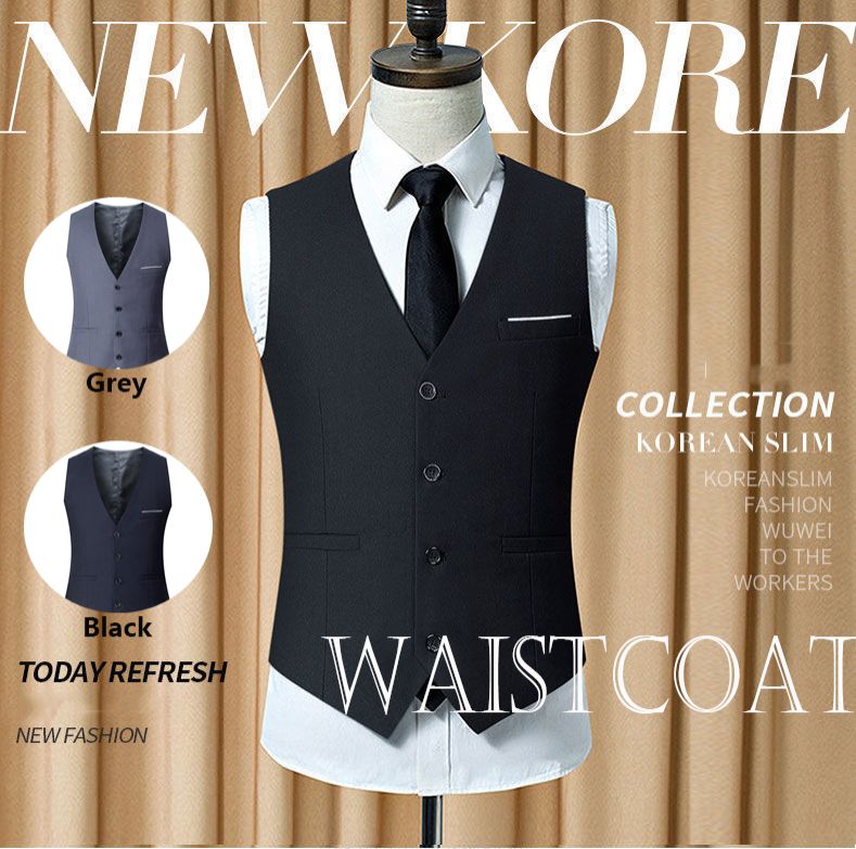 New British trendy  handsome men's suit vest Men's shoulder vest European American suit vest Men's Clothing Tops Waistcoat