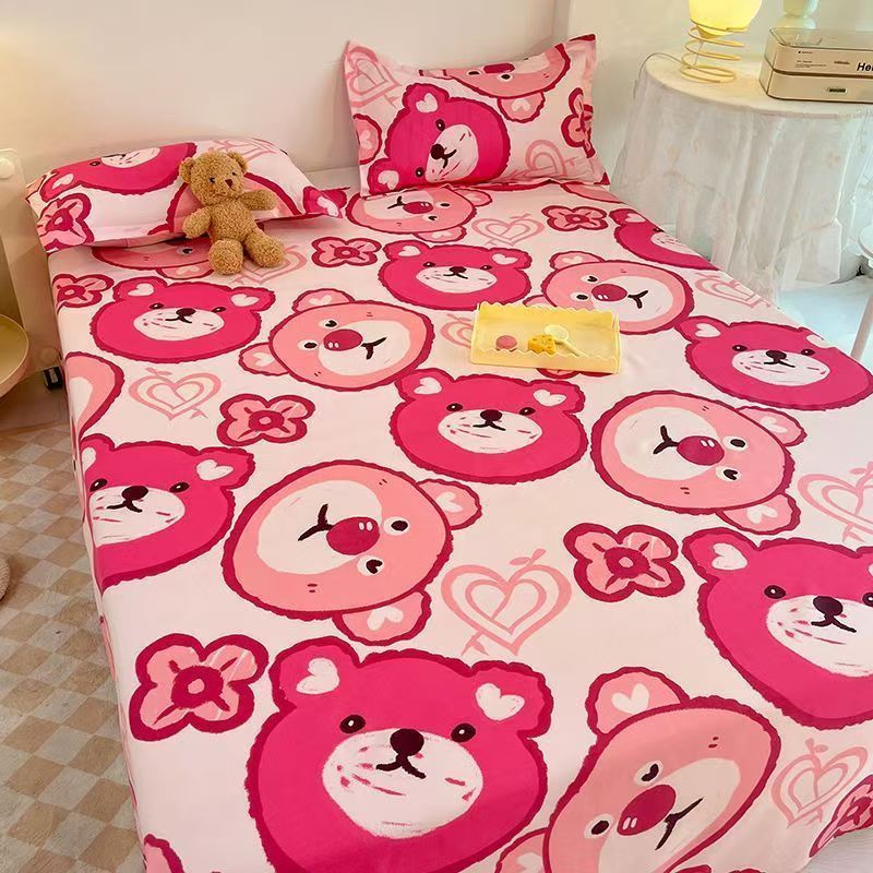 Cute bears print 3pcs set 1sheet+2Pillowcase (sheet size:200*220cm)kids room bedding
