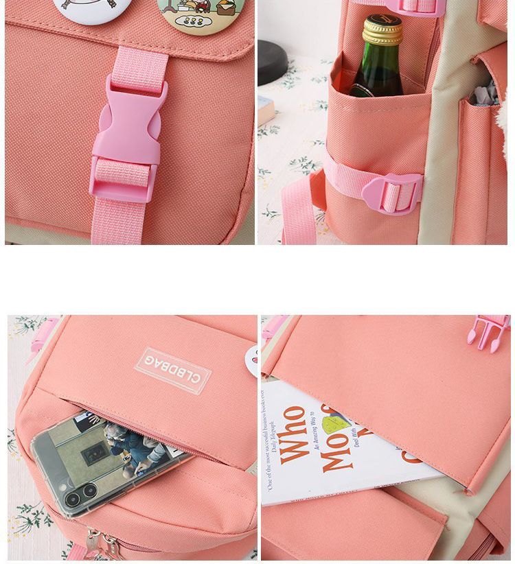 【with toys,medals】 5Pcs/set School Bag New Arrival Buckles Backpacks Bookbags Laptop bag Travelling bag Unisex Backpack+Shoulder bag+Wallet+handbags pencil case+coin purse