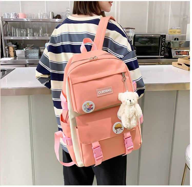 【with toys,medals】 5Pcs/set School Bag New Arrival Buckles Backpacks Bookbags Laptop bag Travelling bag Unisex Backpack+Shoulder bag+Wallet+handbags pencil case+coin purse