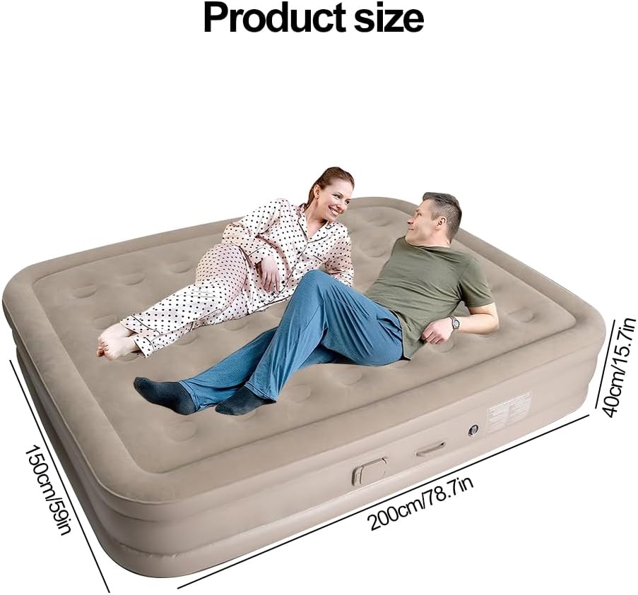 Double Air Bed, Camping Hiking Self-Inflating Sleeping Mats Inflatable Mattress with a Built-in Electric Pump and Storage Bag Ultra Plush for Home, Travel & Camping