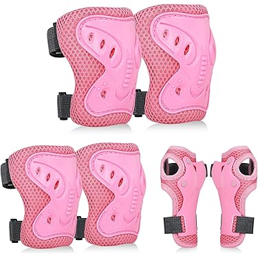Knee Pads, Wrist Pads and Elbow Pads Protective Gear Set - 6 in 1 Adjustable Wrist Guards for Skating, Biking, Scooter, and Outdoor Sports