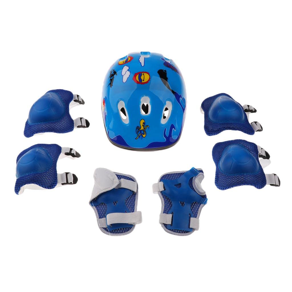 Kids Helmet Knee Elbow Wrist Protective Pad Set for Inline Skating