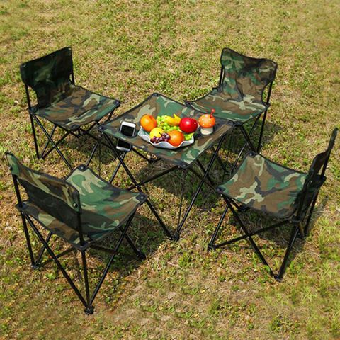 Foldable Set Of Table And Four Camping Chairs