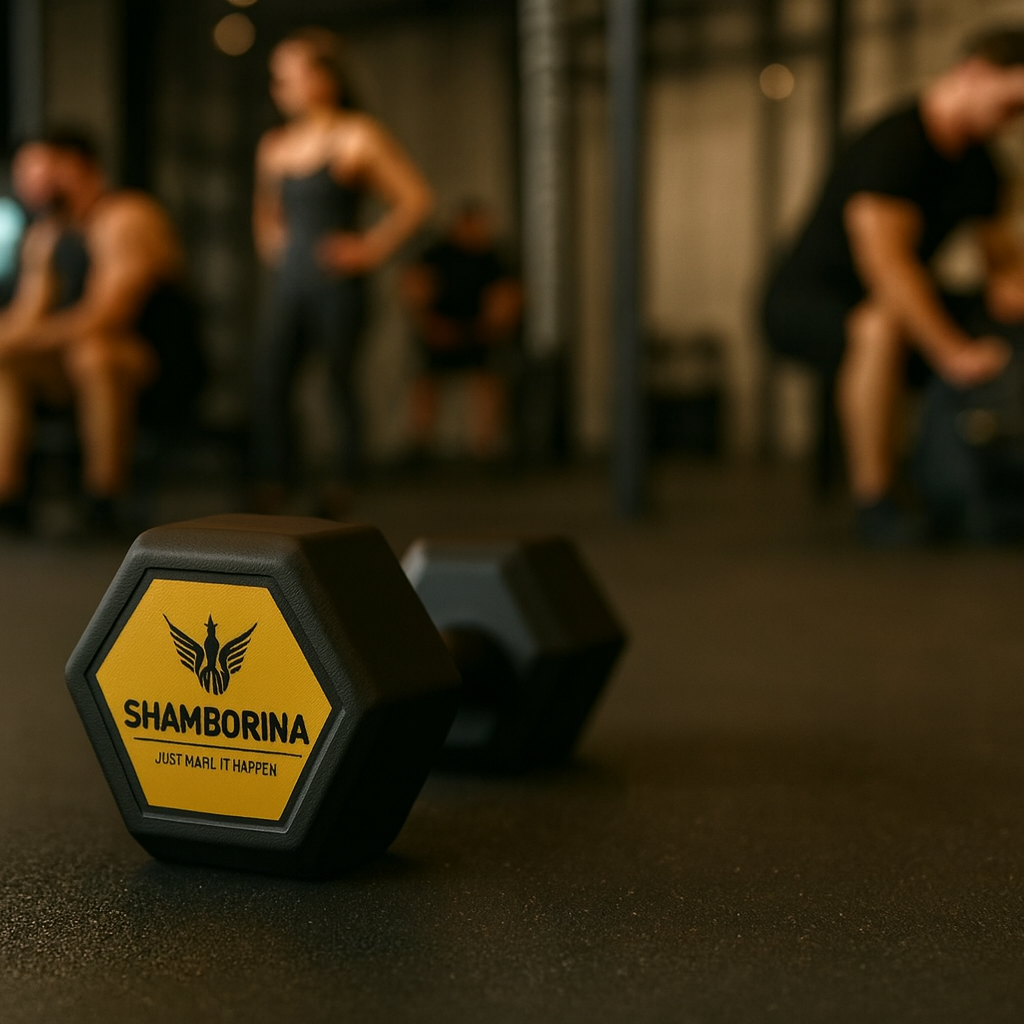 Single Hand 10kgs Hexagonal Shamborina Plastic Coated Dumbbells -( Total 10kg)