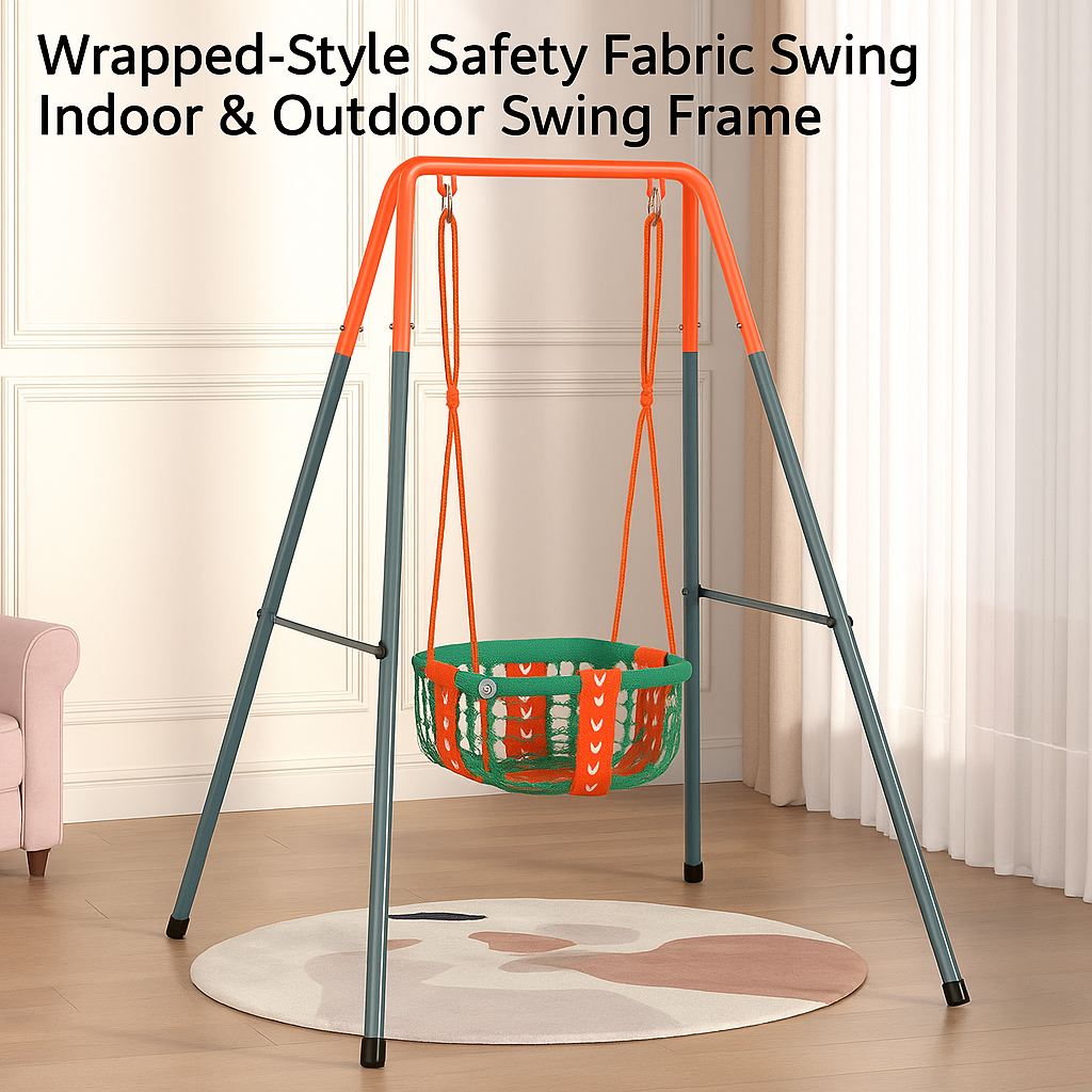 Kids Indoor Swing with Safety Belt – Heavy-Duty Steel Frame