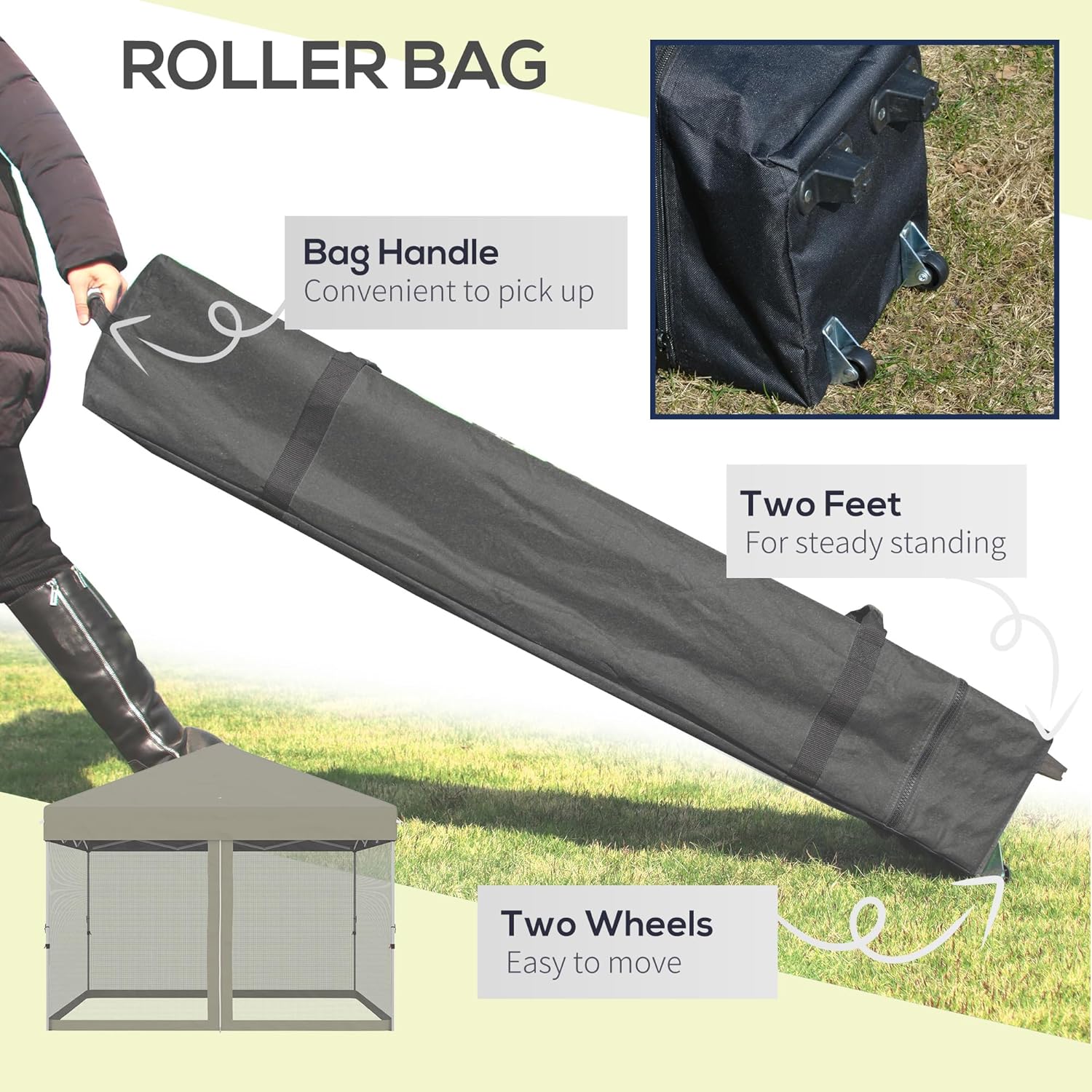 Roller Carry Bag For Canopy/Gazebo Tents With Wheels - Perfect for 3 by 3 mtrs,2 by 3 mtrs,2 by 2 mtrs Sizes