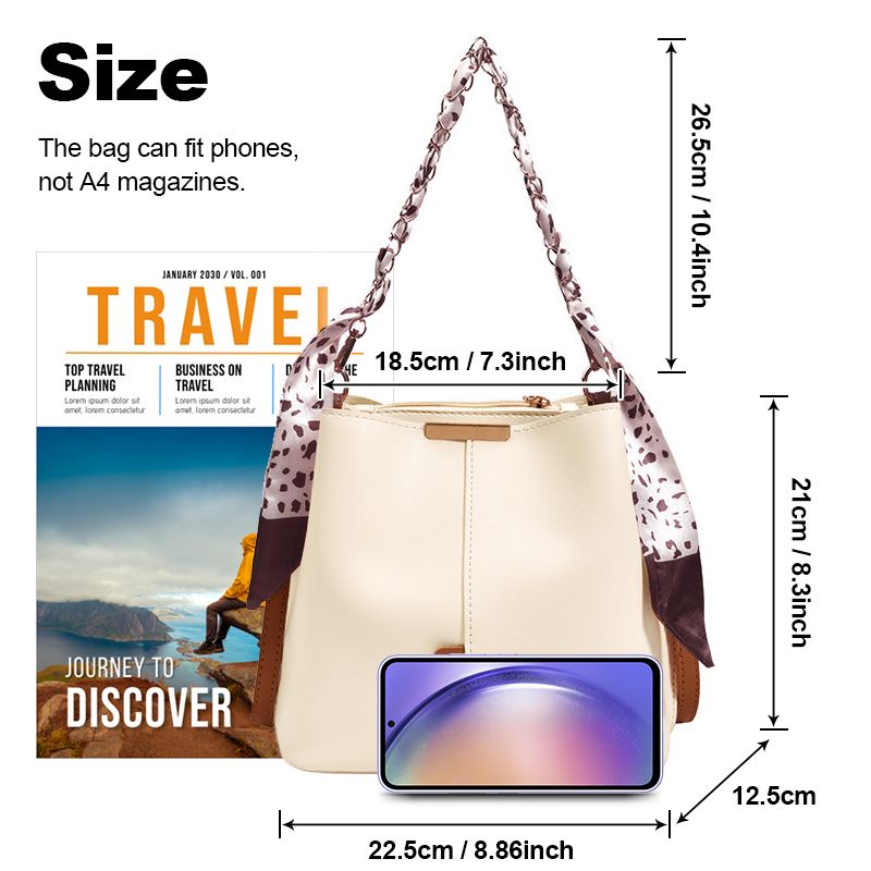 Women Bucket Bag Ladies Ribbon Shoulder Bag Handbags Multi-carry Cross-body Bag