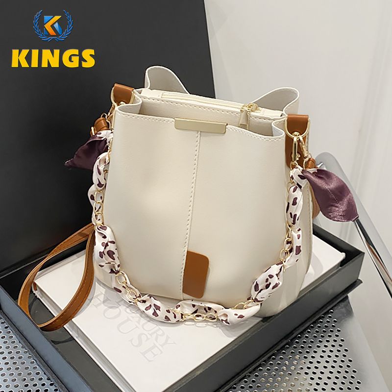 Women Bucket Bag Ladies Ribbon Shoulder Bag Handbags Multi-carry Cross-body Bag