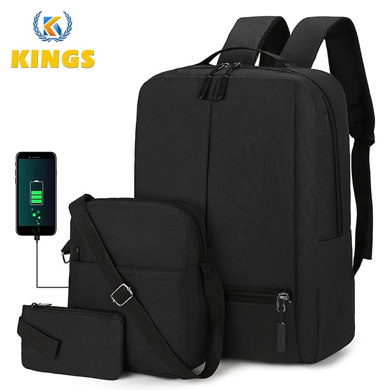 3 in 1 Men Bags Set Business Casual Laptop Backpack Cross-body Bag Small bag Rucksack School bag